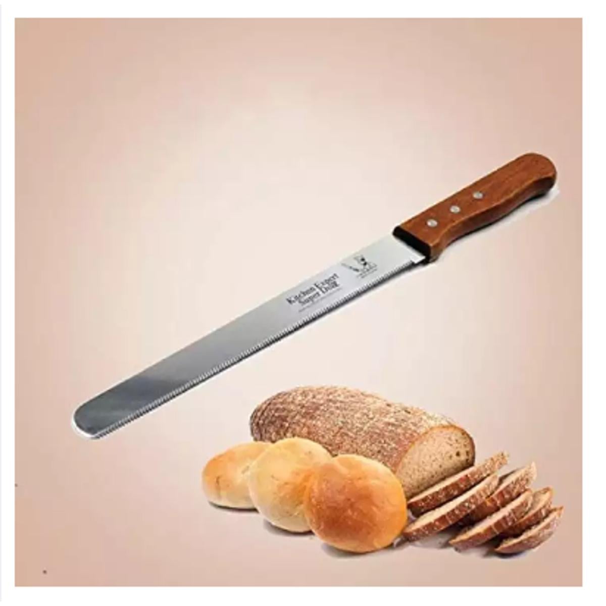 Picture of Home republic -14 INCH Cake Knife Stainless Steel Fine-Tooth Knife with Wooden Handle Bread Cutting Tools -Silver