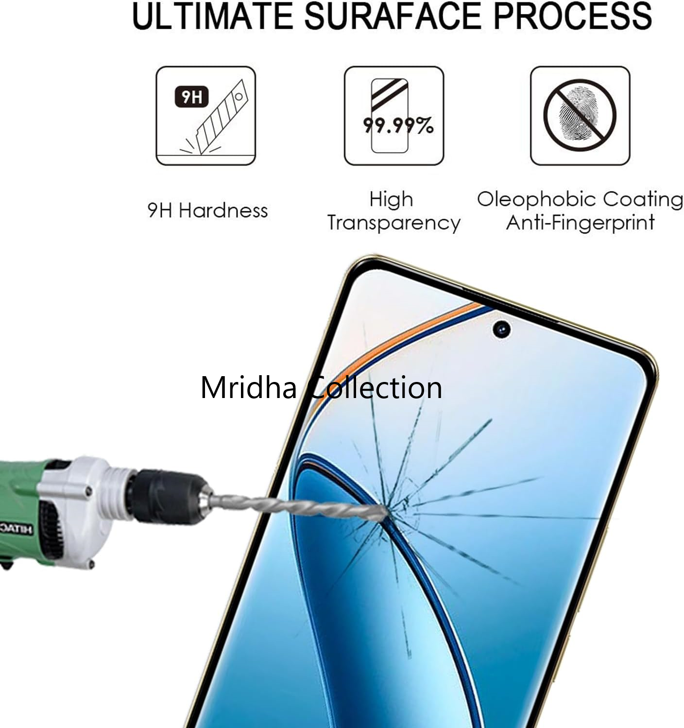Picture of Realme 12 Pro+ 5G / Realme 12 Pro Plus 5G Full Glue 9D Curved Tempered Glass Screen Protector Edge to Edge Fit Protection Tempered Glass (Black)