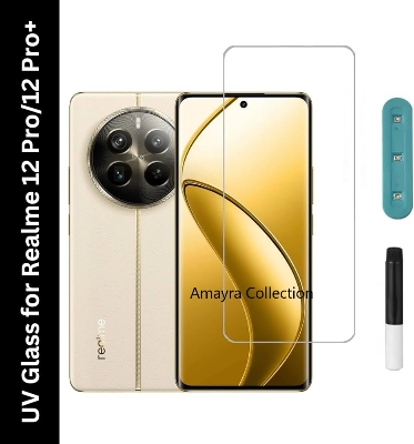 Picture of Realme 12 Pro 5G (A+ GRADE) Premium UV Tempered Glass Screen Protector Curved with Liquid Glue and UV Light -Transparent Clear