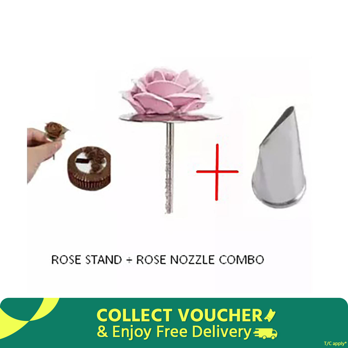 Picture of 1+1 Combo Rose Stand + Rose Nozzle for Cake Decoration -Silver