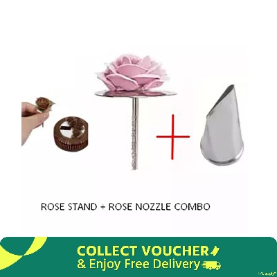 Picture of 1+1 Combo Rose Stand + Rose Nozzle for Cake Decoration -Silver