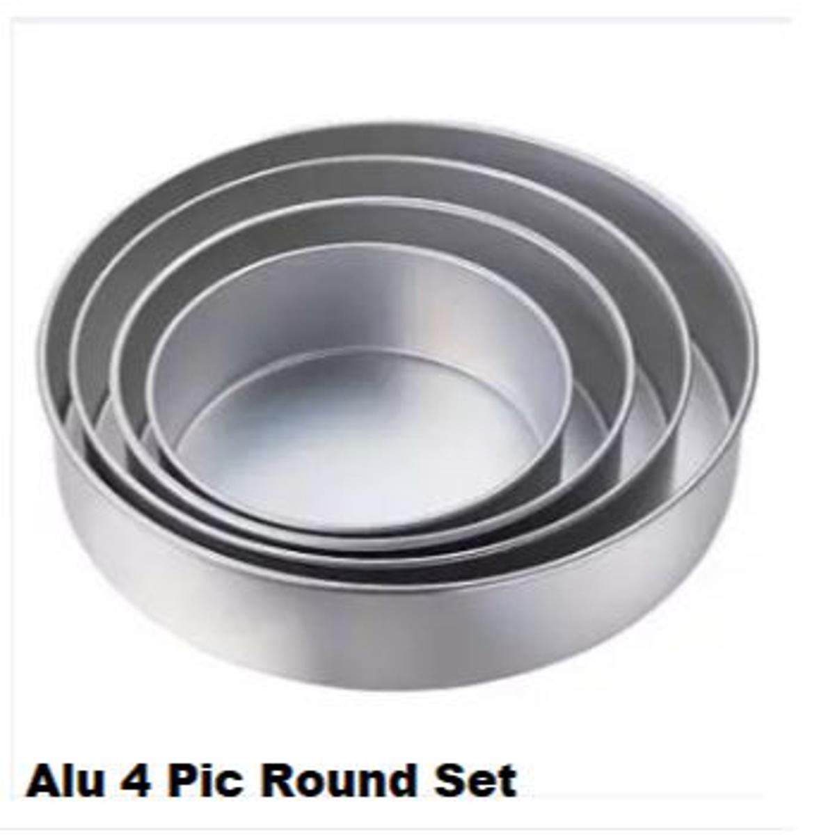 Picture of Round Cake Mold - 4 Pieces Set 1Pound, 2Pound, 3Pound and 4Pound -Silver