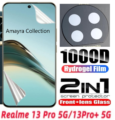 Picture of 2in1 Protector Combo Pack for Realme 13 Pro 5G (Front Hydrogel Screen Protector Poly + 3D Camera Lens Protector Glass)