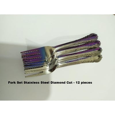 Picture of Fork Set Stainless Steel Diamond Cut - 12 pieces -Silver