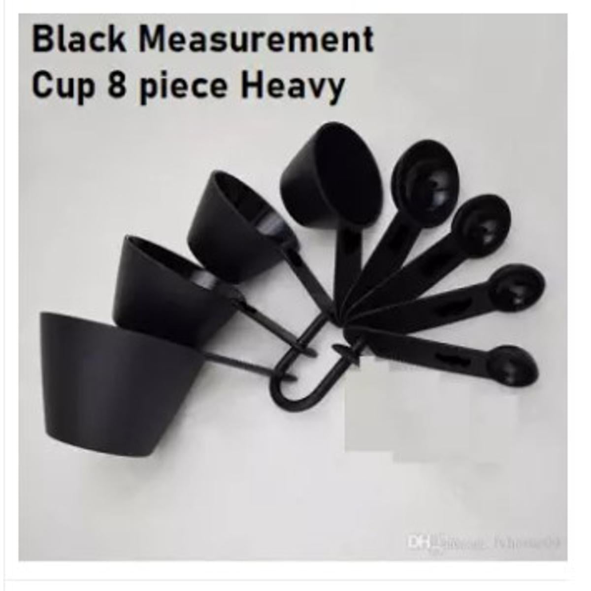 Picture of Professional Measurement Cup and Spoon Set Kitchen Baking Tools 8 piece set - Black -Black