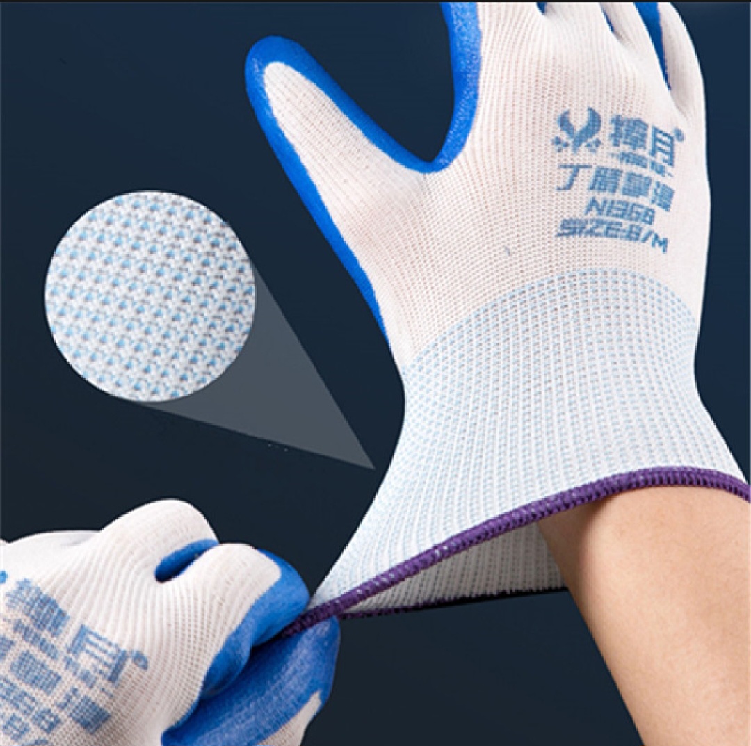 Picture of 2 Pair Nylon Rubber coated Safety Hand Gloves for Industrial , Household, Bike Riding Hand Gloves 