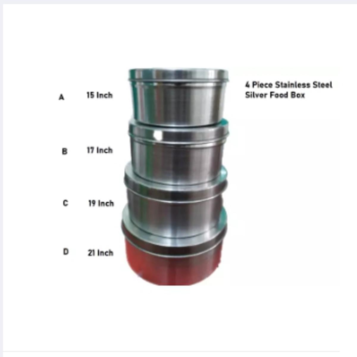 Picture of Stainless steel silver 4 piece fresh box set -Silver