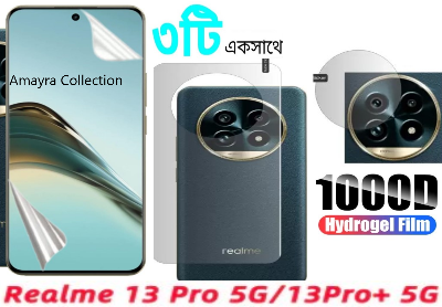 Picture of 3in1 Protector Combo Pack for Realme 13 Pro+ 5G / Realme 13 Pro Plus 5GRealme 13 Pro+ 5G / Realme 13 Pro Plus 5G (Front Hydrogel Screen Protector Poly + Back Hydrogel Poly Protector + Camera Lens Protector)