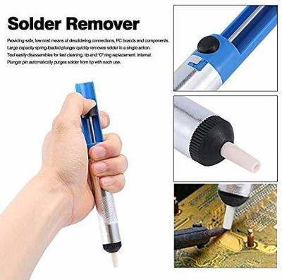 Picture of Desoldering Pump Vacuum Suckeer Solder Removal Tool - Easy and Effeective Solder Cleanup Easy to Use and Maintain Blue