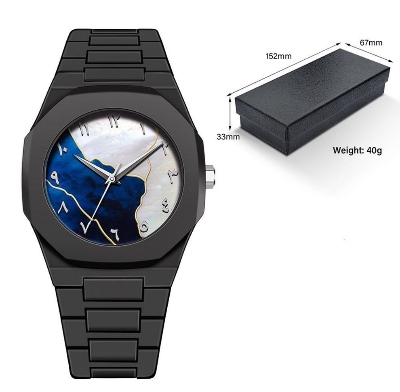 Picture of New Aura Arabic Watch Men's Quartz Watch Black Carbon Plastic watch for men 