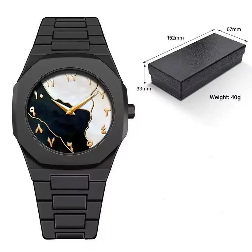 Picture of New Aura Arabic Watch Men's Quartz Watch Black Carbon Plastic watch for men 