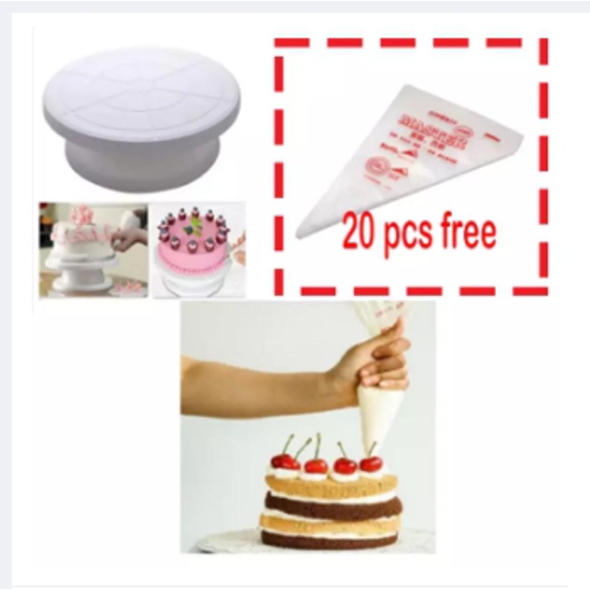 Picture of (2pcs set) Cake Turn Table+20 pcs cake poly free -White
