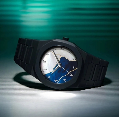 Picture of New Aura Arabic Watch Men's Quartz Watch Black Carbon Plastic watch for men 