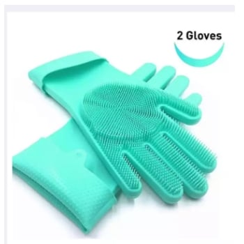 Picture of Reusable Multipurpose Magic Silicone Dishwashing Gloves Wash Scrubber Cleaning Gloves -Grey