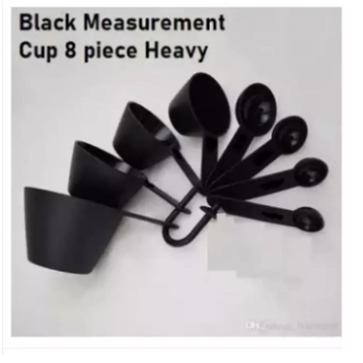 Picture of Professional Measurement Cup and Spoon Set Kitchen Baking Tools 8 piece set - Black -Black