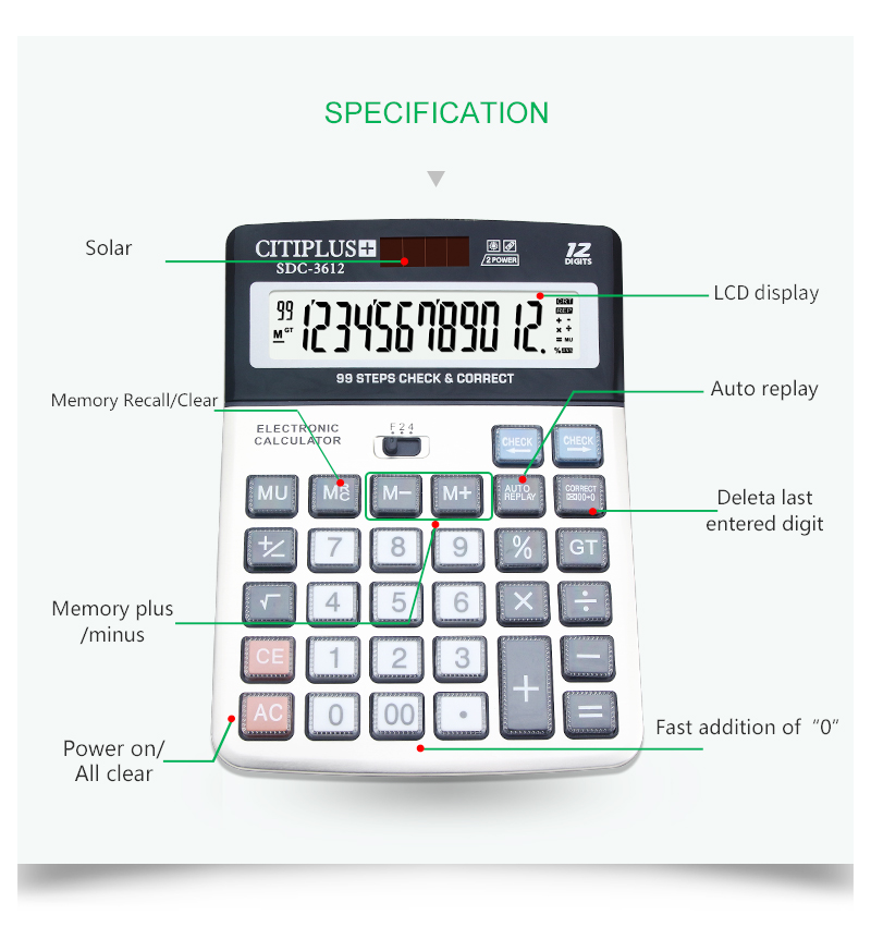 Picture of 12-Digits Desktop Size Calculator - calculator Silver