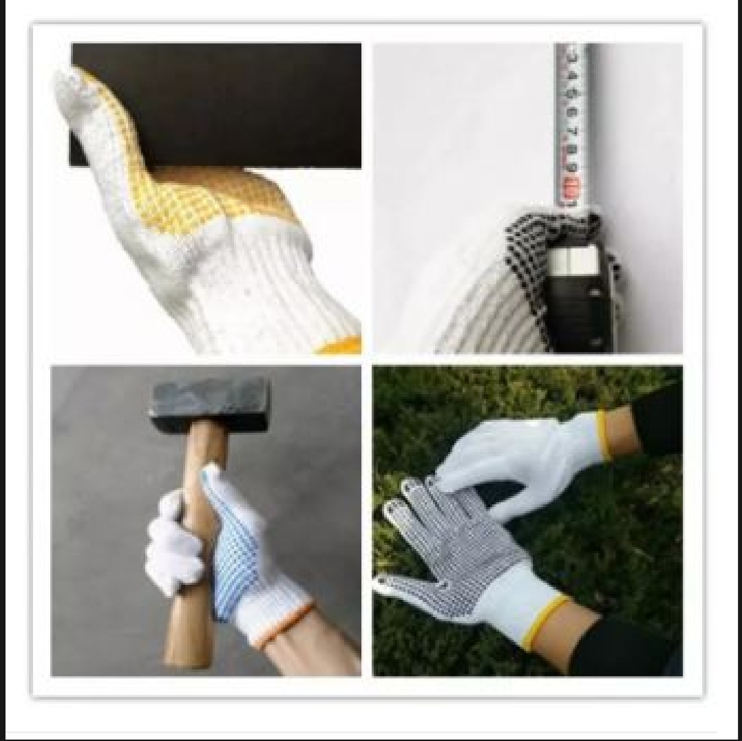 Picture of Knitted Cotton and PVC Dotted Hand Gloves for Construction, industrial, Welding, Kitchen, Gardening Work 