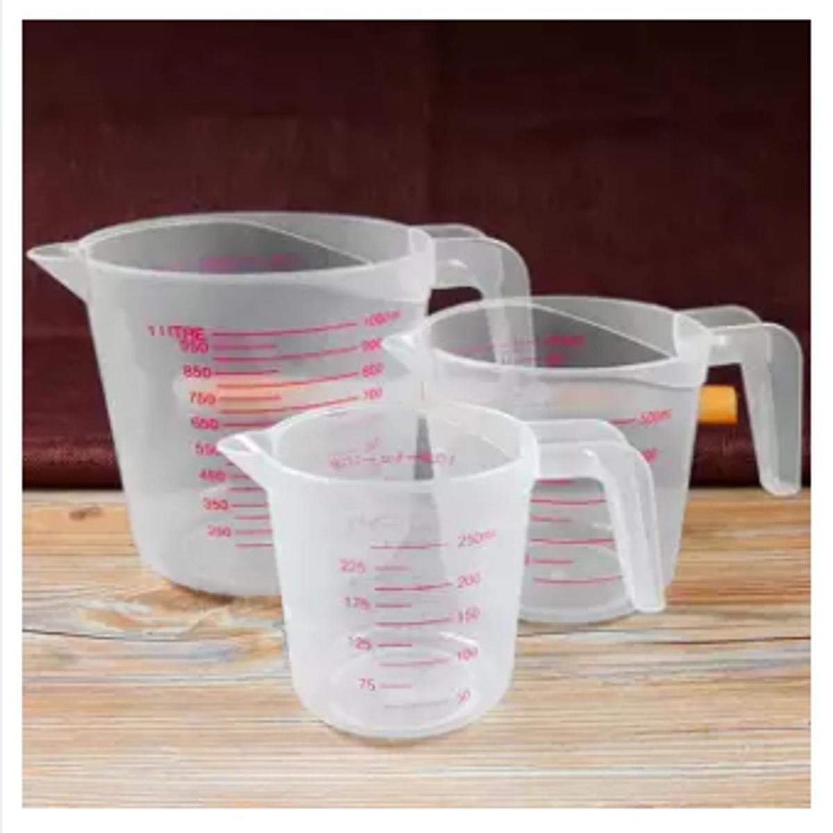 Picture of 250/500/1000ML Plastic Measuring Cup Jug Pour Spout Surface Kitchen Tool Supplies Quality cup with graduated quality Kitchen -Off White