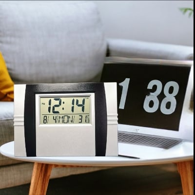 Picture of Digital Square Table And Wall Clock Temperature display Medium Size Blue