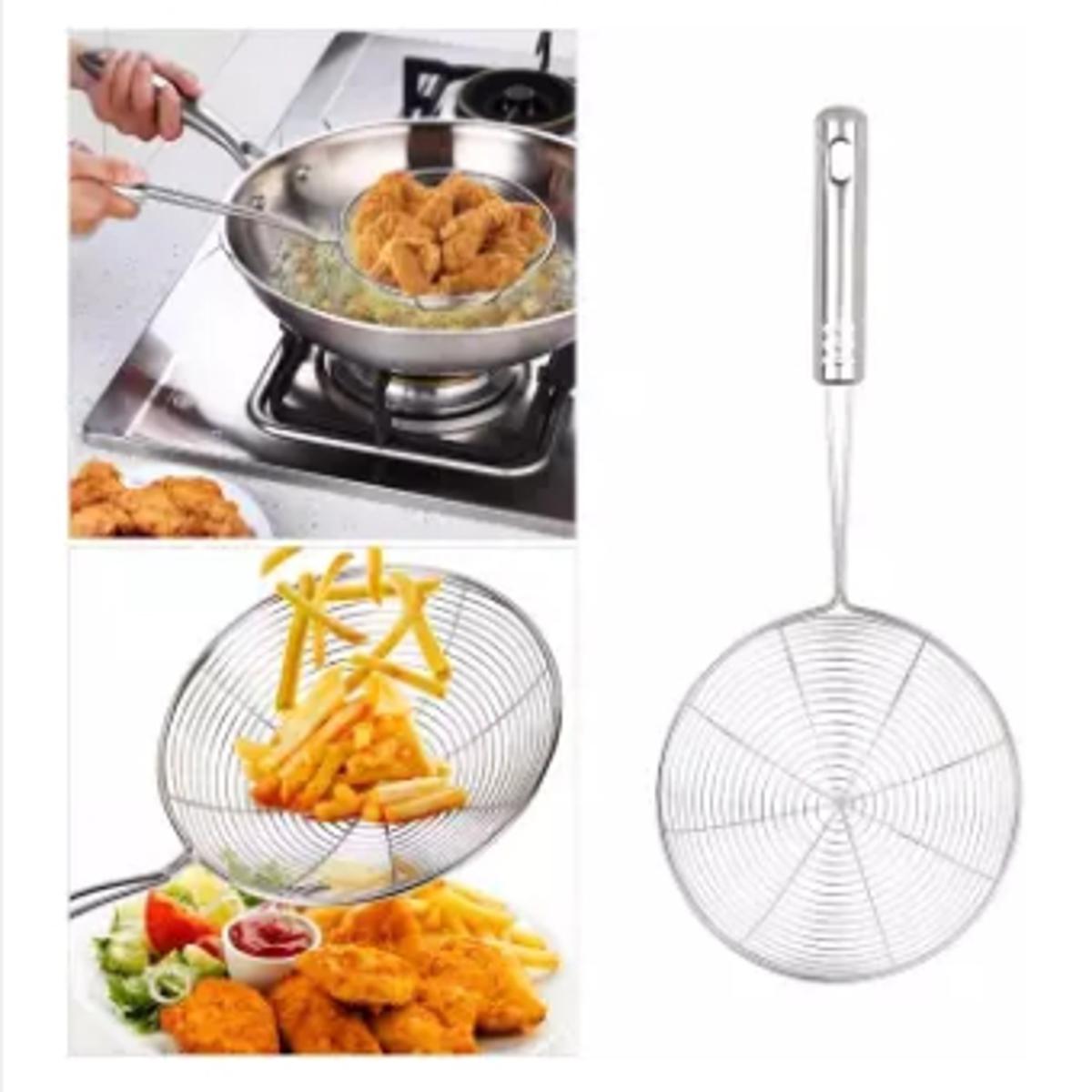 Picture of 1PcsSpider Strainer Skimmer, Swify Set of 3 Asian Strainer Ladle Stainless Steel Wire Skimmer Spoon with Handle for Kitchen Frying Food, Pasta, Spaghetti, Noodle-12.5cm/4.92inchi -Silver