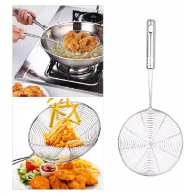 Picture of 1PcsSpider Strainer Skimmer, Swify Set of 3 Asian Strainer Ladle Stainless Steel Wire Skimmer Spoon with Handle for Kitchen Frying Food, Pasta, Spaghetti, Noodle-12.5cm/4.92inchi -Silver