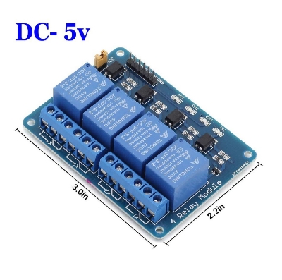 Picture of Arduino 4-Channel Relay Module - Control Board with Optocoupler - Four Relay Outputs for Various Applications and Automation Blue