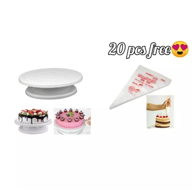 Picture of (2pcs set) Cake Turn Table+20 pcs cake poly free -White