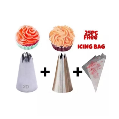 Picture of 2D+1M Large Baking Tips+25Pcs Paiping Bag Free -Silver