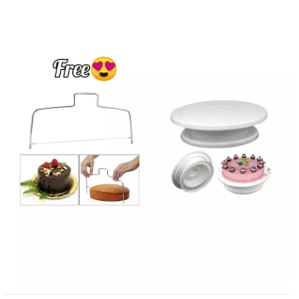 Picture of (2pcs set)cake turn table + Cake cutter tar free -White