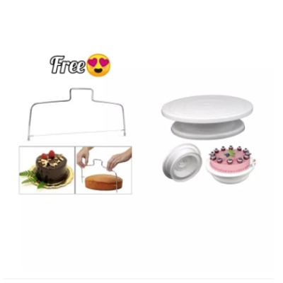 Picture of (2pcs set)cake turn table + Cake cutter tar free -White