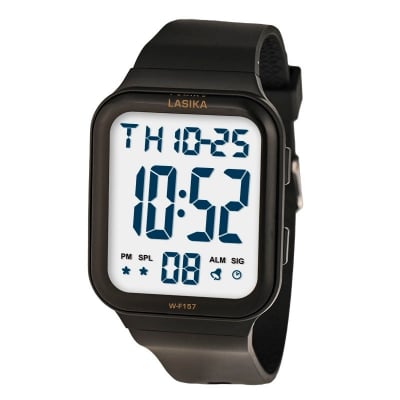 Picture of Men's Digital Sports Watch Lasika Watch Electronic Waterproof Wrist Watches for Men with Stopwatch Alarm #157 Black