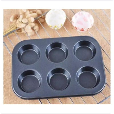 Picture of 6 Round Non Stick Muffin and Mini Cupcake Mold - Black -Black