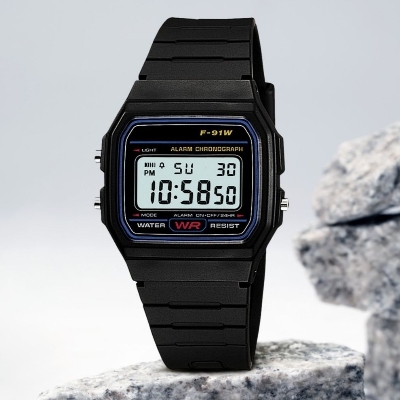 Picture of Casual Waterproof Square Rubber Belt Watch For Men's Black
