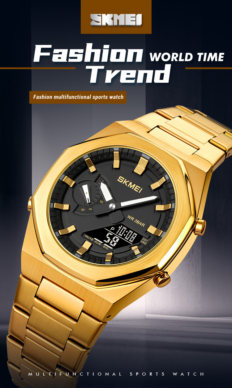 Picture of SKMEI Dual-Display Electronic Watch With Luminous Waterproof Steel Strap Fashion Business Wristwatches For Men 1816 