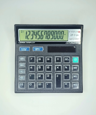 Picture of CT-512N 112 steps check correct calculator metal faceplate 12 digit desktop business calculator Black