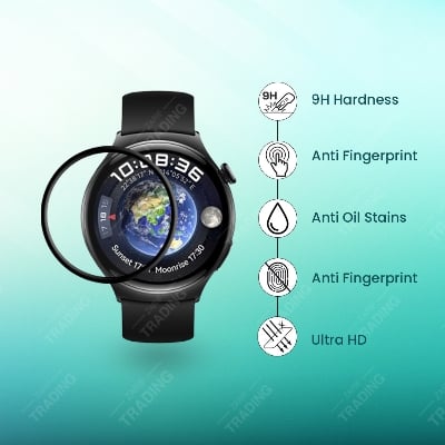 Picture of Huawei Watch 4 Screen Protector Full Coverage Anti Scratch Anti Fingerprint Automatic Scratch Repair Easy Install (1 Pc)