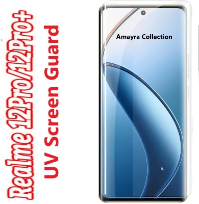 Picture of Realme 12 Pro+ 5G / Realme 12 Pro Plus 5G (A+ GRADE) Premium UV Tempered Glass Screen Protector Curved with Liquid Glue and UV Light -Transparent Clear