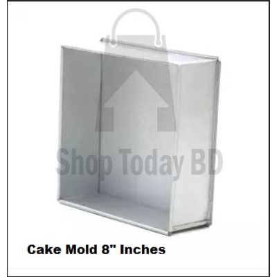 Picture of Aluminium Square Shape Cake Mold 8" Inches -Silver