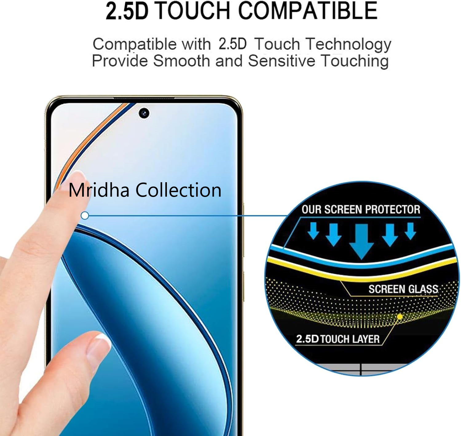 Picture of Realme P1 Pro 5G Full Glue 9D Curved Tempered Glass Screen Protector Edge to Edge Fit Protection Tempered Glass (Black)