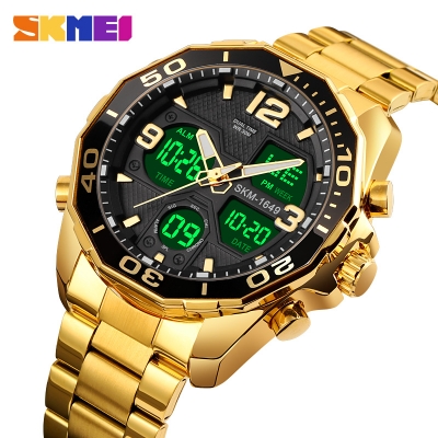 Picture of SKMEI 1649 Stainless Steel Mens Waterproof Watch Luxury Analog and Digital Quartz Watches 