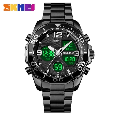 Picture of SKMEI 1649 Stainless Steel Mens Waterproof Watch Luxury Analog and Digital Quartz Watches 