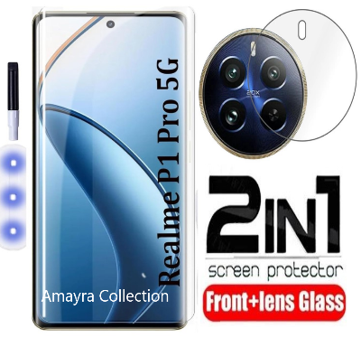 Picture of 2in1 Protector Combo Pack for Realme P1 Pro 5G (A+ GRADE) UV Glass Screen Protector + Camera Protector Lens