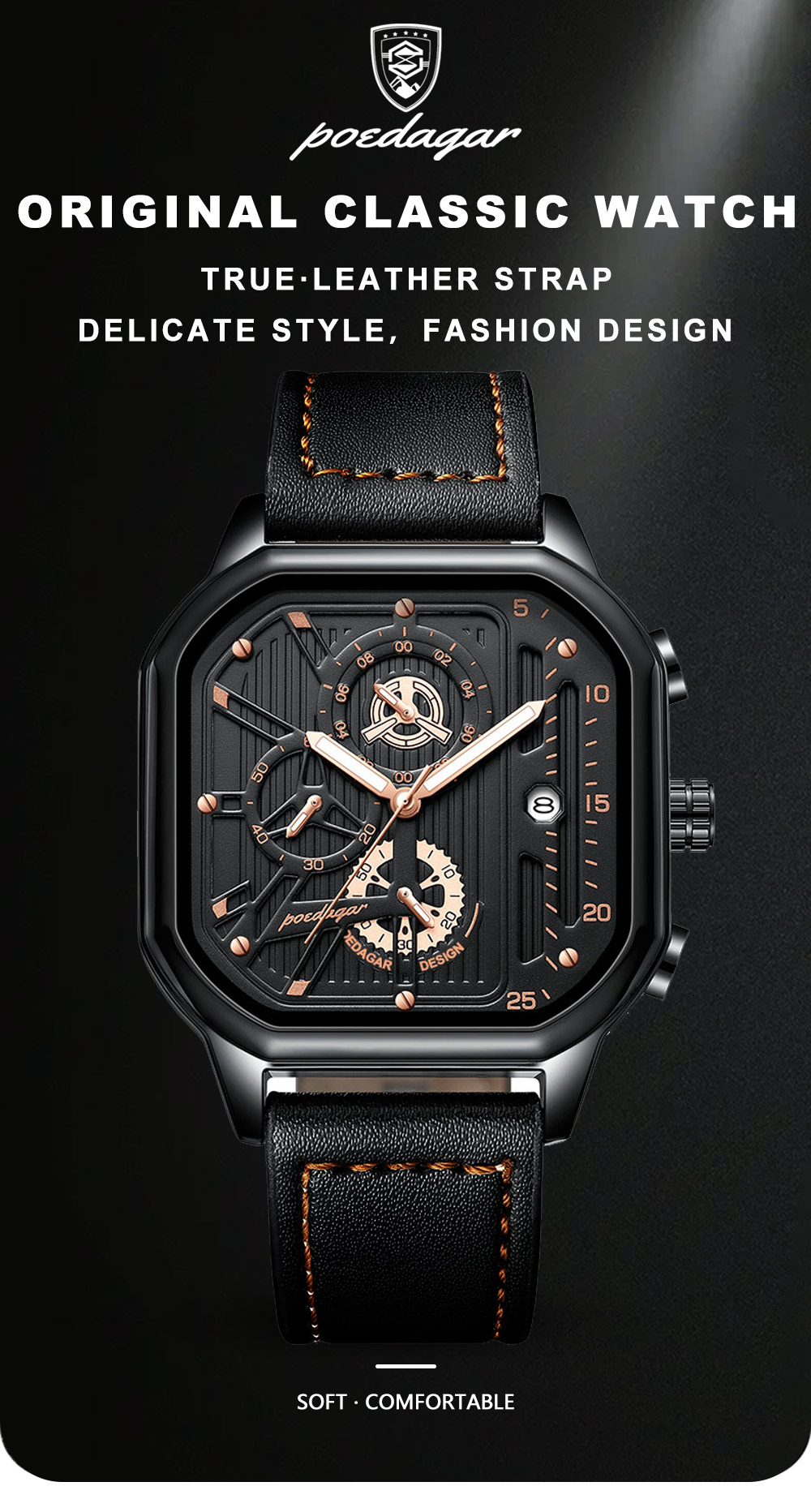 Picture of Trsoye 6604 Fashionable Leather Watch For Men’s Gold