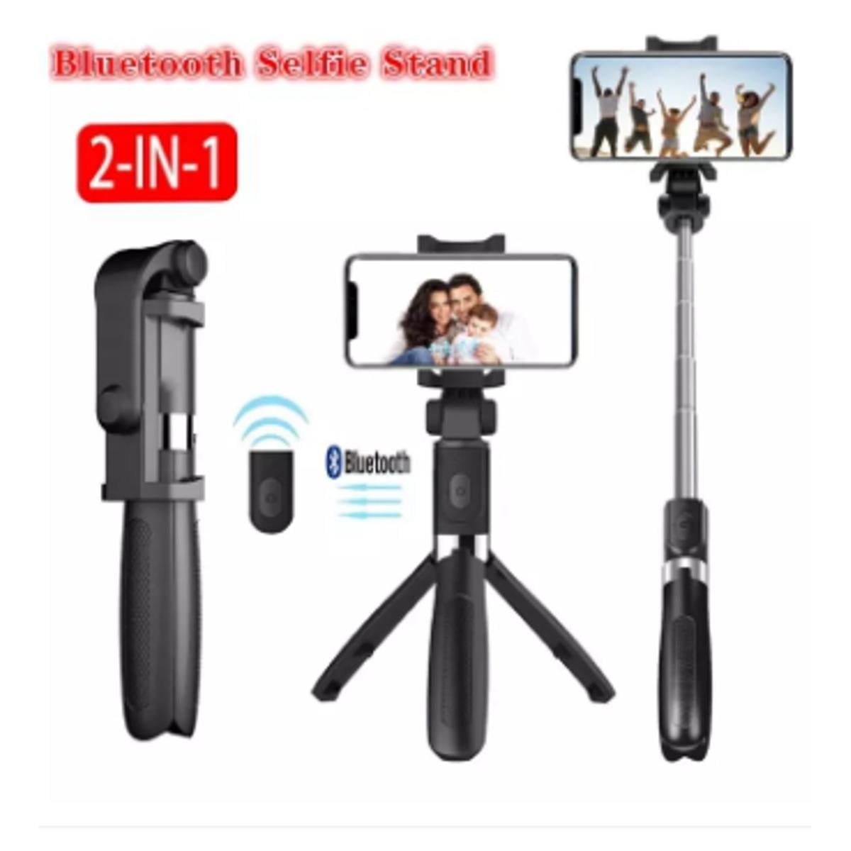 Picture of XT-02 Selfie Stick Wired Remote Shutter Monopod Bluetooth Extendable Handheld Stabilizer Stand Tripod -Black
