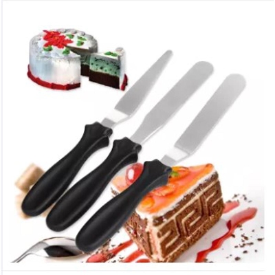 Picture of 3pcs set of Stainless Steel Butter Cake Cream Knife Spatula Smoother Icing Frosting Spreader Fondant Pastry Cake DIY Tools -Multicolor