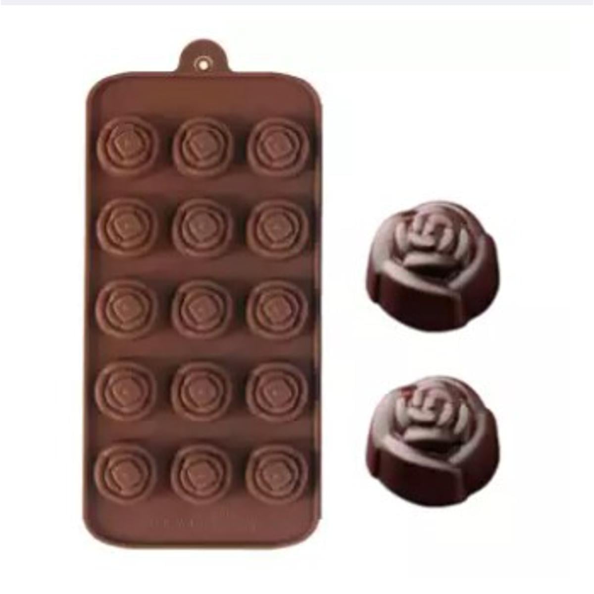 Picture of Rose Mold Silicone 15Cavity Cake Chocolate Cookie Baking Tray Candy Mould -Chocolate