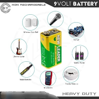 Picture of New Leader 9V Battery with Connector Green