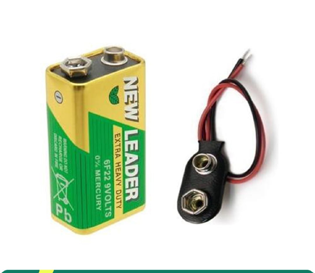 Picture of New Leader 9V Battery with Connector Green