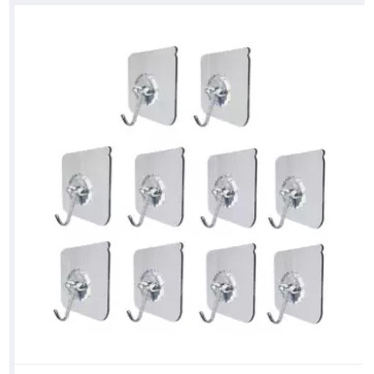 Picture of 10 pcs Adhesive Hooks Heavy Duty Wall Hooks 12 kg (Max) Self Adhesive Hook