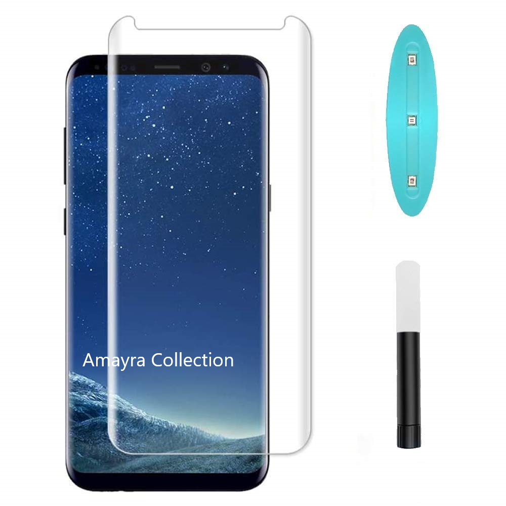 Picture of Samsung Galaxy S8+ / Samsung Galaxy S8 Plus(A+ GRADE) Premium UV Tempered Glass Screen Protector Curved with Liquid Glue and UV Light -Transparent Clear